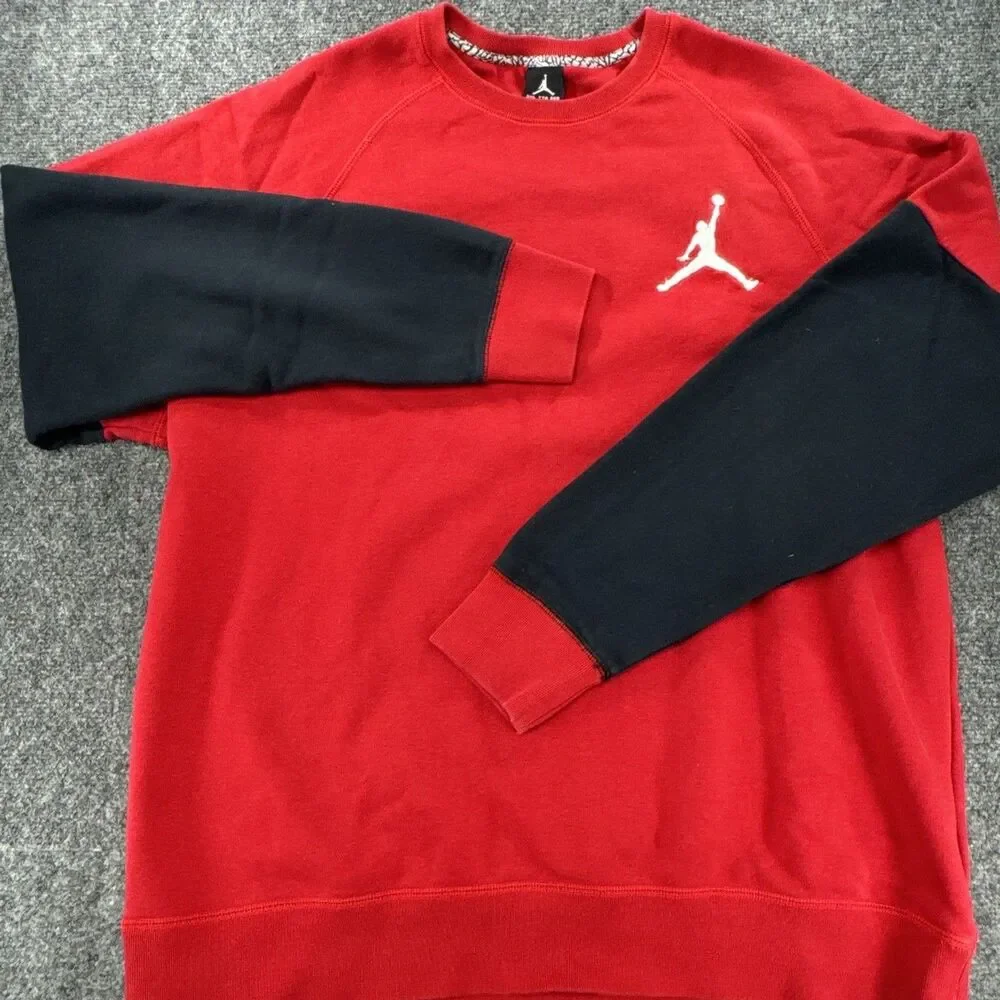 Jordan Jumpman Fleece Crewneck Men’s 2XL Red Black Embroidered EUC